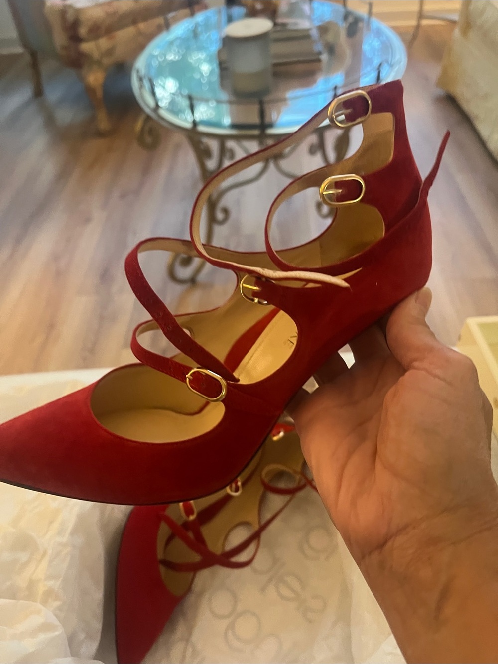 Marion Parke Mitchell Suede Heels in Classic Red - Picture 3 of 14